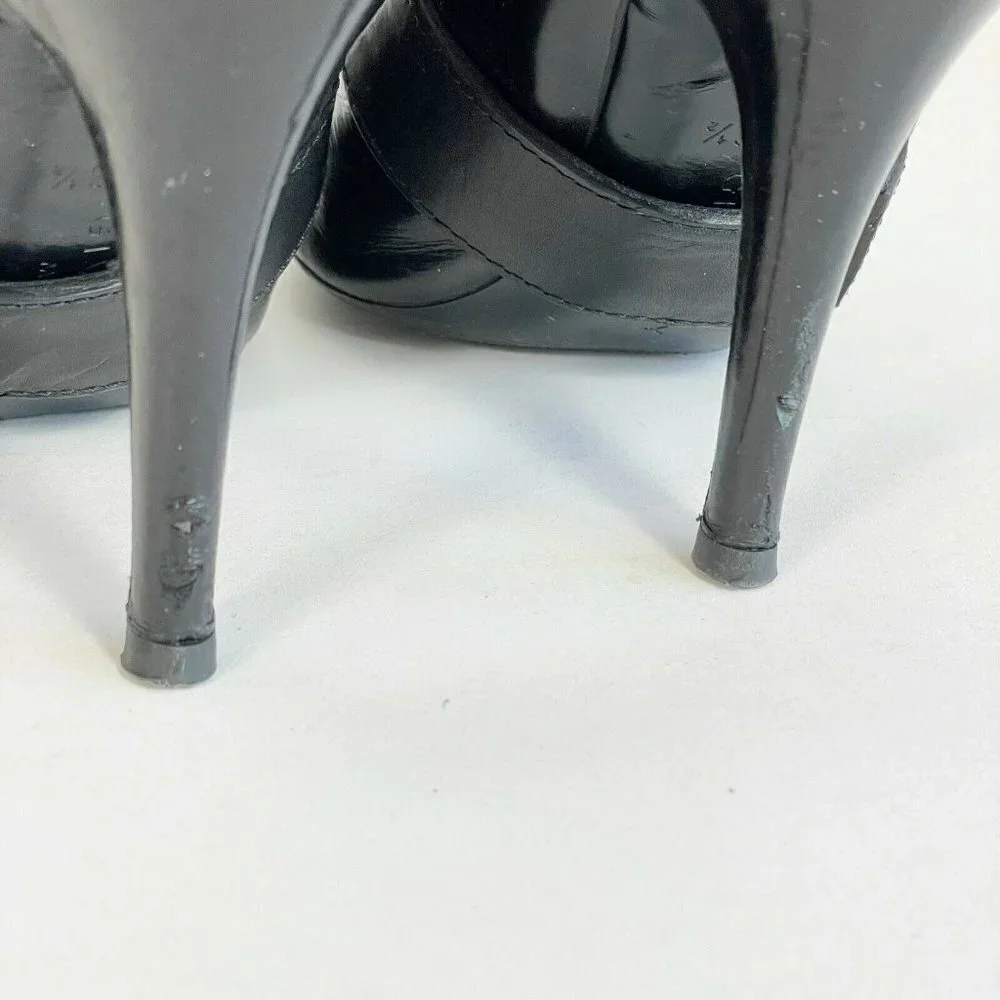 Givenchy Womens Buckle Lace Up Ankle Bootie Heels Black‎ Sz 36.5 Leather Pointed